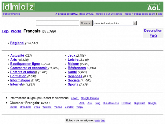 Open Directory – World: Français