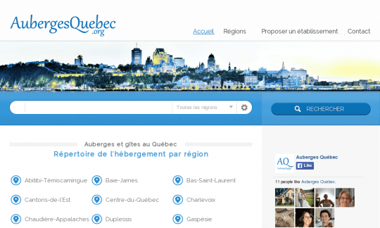 Hébergement Québec – Auberge et Gite B&B