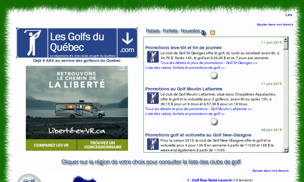 LE répertoire des terrains de golf du Québec
