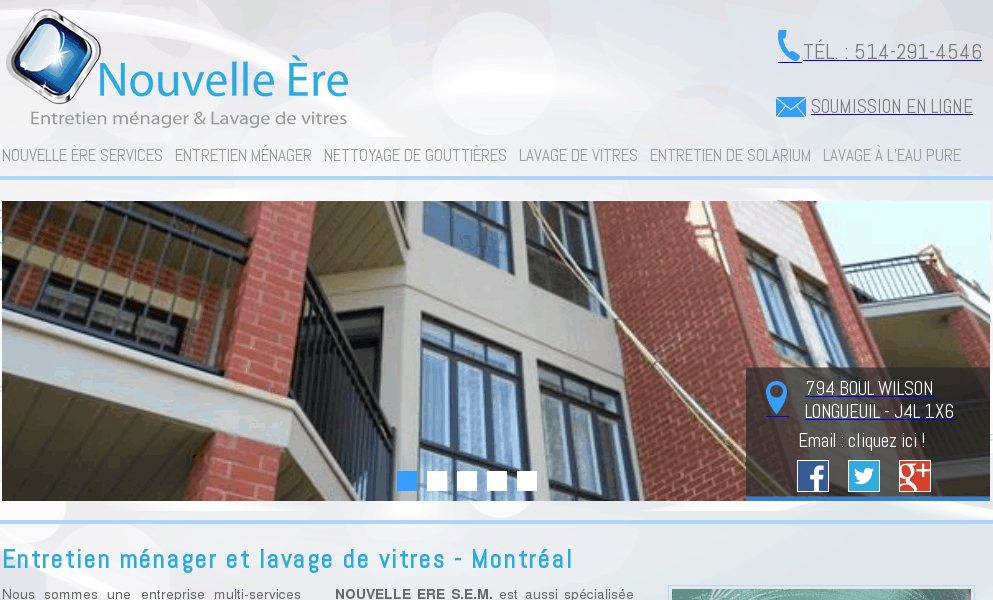 Entretien ménager Montréal Longueuil Rive-Sud Boucherville | NOUVELL ERE S.E.M